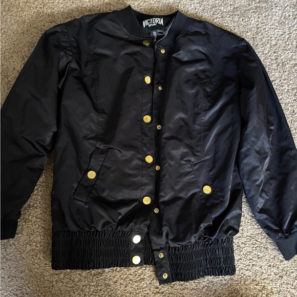 Victoria's Secret Jackets & Blazers - Victoria Black Bomber Jacket with Gold Buttons